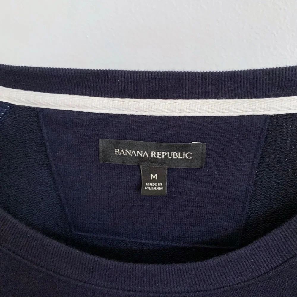 Banana Republic navy crewneck sweatshirt terry preppy nautical beach classic Y2K